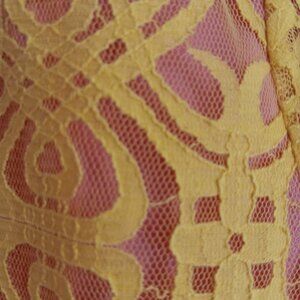 Isaac Mizrahi Live Medium Yellow Lace  Top Pink Lining